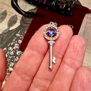 Awesome Sterling Silver Tanzanite and Diamond CZs Key Pendant 💙💜
